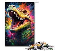 Puzzle en Bois pour Adultes 1000 pièces Motif Crocodile Fantaisie coloré Jeu éducatif pour Enfants (75 x 50 cm)