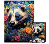 Puzzle en Bois pour Adultes, 1000 pièces, Motif Fleurs de Blaireau à Miel, Jeu de décoration à Faire soi-même, Jouet interactif Familial, 50x75cm / 19,68x29,52 Pouces