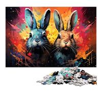 Puzzle en Bois pour Adultes 1000 pièces Motif Lapin Mignon et coloré Cadeau Amusant 1000 pièces (75 x 50 cm)