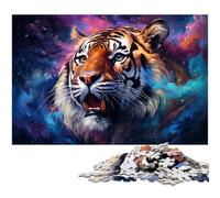 Puzzle en Bois pour Adultes, 1000 pièces, Motif Tigre étoilé, Jeu de décoration à Faire soi-même, Jouet interactif Familial, 50x75cm / 19,68x29,52 Pouces