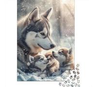 Puzzle en Bois pour Adultes 1000 pièces Puzzle Husky de Sibérie Loisirs Jeux créatifs Jouets Puzzles 1000pcs (75x50cm)