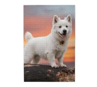 Puzzle en Bois pour Adultes, 1000 pièces, représentant Un Chien Debout sur Une bûche.