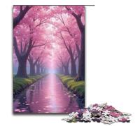 Puzzle en Bois pour Adultes 1000 pièces Sentier des cerisiers en Fleurs (38 x 26 cm)