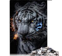 Puzzle en Bois pour Adultes, 1000 pièces, Vieux Tigre de feu, Amusant à la Maison, activités, Cadeau d'anniversaire, Cadeaux de Voyage, 50 x 75 cm