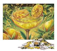 Puzzle en Bois pour Adultes 300 pièces, thème Cocktail Citron-Cannabis, Jeu éducatif et défi, 300 pièces (40 x 28 cm)