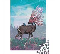 Puzzle en Bois pour Adultes, 500 pièces, Motif cerf Magique, éducatif, Anti-Stress, Cadeau de Noël, 500 pièces (52 x 38 cm)