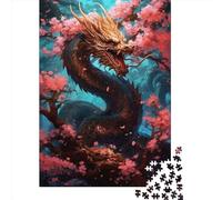 Puzzle en Bois pour Adultes, 500 pièces, Motif Dragon Japonais, Cerise, 18 pièces, Jouet éducatif Anti-Stress, Cadeau de Noël, 500 pièces (52 x 38 cm)