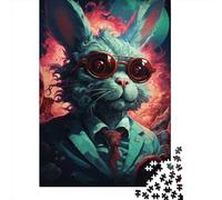 Puzzle en Bois pour Adultes, 500 pièces, Motif Lapin Social, Jouet éducatif Anti-Stress, Cadeau de Noël, 500 pièces (52 x 38 cm)