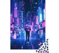 Puzzle en Bois pour Adultes, 500 pièces, thème Cyberpunk, Ville Nocturne, éducatif, Anti-Stress, Cadeau de Noël, 500 pièces (52 x 38 cm)