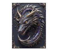 Puzzle en Bois pour Adultes avec Motif Royal Silver Cyber Dragon, 500 PCS