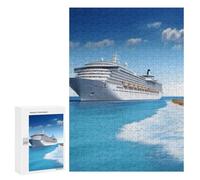 Puzzle en bois pour adultes, bateau de croisière en bord de mer, puzzle imprimé pour adultes, livré avec une belle boîte