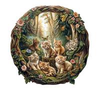 Puzzle en bois pour adultes, chatons mignons puzzles en bois, pièces de puzzle de forme unique irrégulière, emballage cadeau exquis, cadeau d'anniversaire pour adultes et enfants (L-34 x 33,9 cm - 300
