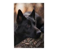 Puzzle en Bois pour Adultes « Chien couché sur Une bûche », 1000 pièces