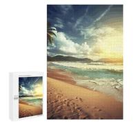 Puzzle en bois pour adultes, coucher de soleil sur la plage, puzzle imprimé pour adultes, livré avec une belle boîte