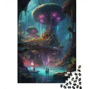 Puzzle en bois pour adultes de 1000 pièces Paradis enchanté brillant, 1000 pièces (75 x 50 cm)