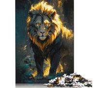 Puzzle en bois pour adultes de 1000 pièces « Un lion explorant son empire », puzzle carré pour enfants, jeux familiaux, 1000 pièces(75 x 50 cm)