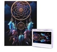 Puzzle en bois pour adultes de 500 pièces - Art moderne - Attrape-rêves stimulant - Puzzle photo personnalisé pour cadeau de famille