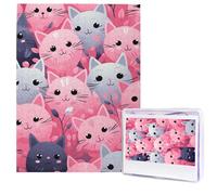 Puzzle en bois pour adultes de 500 pièces - Art moderne - Chat noir - Puzzle difficile - Puzzle photo personnalisé pour cadeau de famille