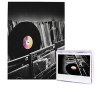 Puzzle en bois pour adultes de 500 pièces - Art moderne - Disques en vinyle difficiles - Puzzle photo personnalisé pour cadeau de famille