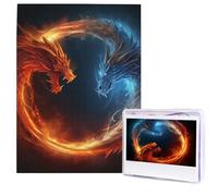 Puzzle en bois pour adultes de 500 pièces - Art moderne - Dragons du feu et de la glace - Puzzle difficile - Puzzle photo personnalisé pour cadeau de famille