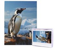 Puzzle en bois pour adultes de 500 pièces - Art moderne - Imprimé pingouin - Puzzle stimulant - Image personnalisée - Puzzle photo personnalisé pour cadeau de famille