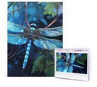 Puzzle en bois pour adultes de 500 pièces - Art moderne - Libellule bleue - Puzzle stimulant - Puzzle photo personnalisé pour cadeau de famille