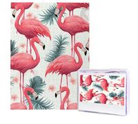 Puzzle en bois pour adultes de 500 pièces - Art moderne - Motif flamant rose - Puzzle difficile - Puzzle photo personnalisé pour cadeau de famille
