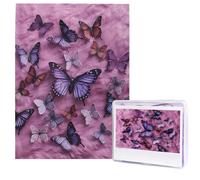 Puzzle en bois pour adultes de 500 pièces - Art moderne - Tous les papillons stimulants - Puzzle photo personnalisé pour cadeau de famille