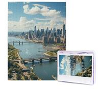 Puzzle en bois pour adultes de 500 pièces - Art moderne - Vue sur le penthouse sur New York Manhattan - Puzzle photo personnalisé pour cadeau de famille