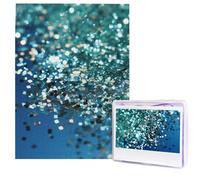Puzzle en bois pour adultes de 500 pièces - Puzzle d'art moderne - Fond bleu pailleté - Casse-tête stimulant - Puzzle photo personnalisé pour cadeau de famille