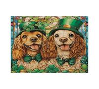 Puzzle en bois pour adultes de la Saint-Patrick, cocker américain, 500 pièces, décoration en bois pour divertissement à domicile