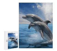 Puzzle en bois pour adultes, deux dauphins imprimés pour adultes, livré avec une belle boîte