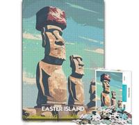 Puzzle en Bois pour Adultes, Easter Island Statues, 1000 pièces | Des détails du motif nets - une activité facile à interrompre puis reprendre pendant le temps libre.