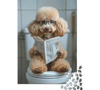 Puzzle en bois pour adultes et adolescents - Caniche assise, jeu éducatif, 1000 pièces (38 x 26 cm)