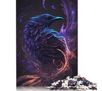 Puzzle en Bois pour Adultes et Adolescents, Motif Galaxie, Corbeau, Corbeau, Oiseau, Puzzle Durable pour Adultes | Jeux 500 pièces (52 x 38 cm)