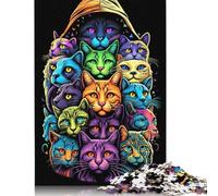 Puzzle en Bois pour Adultes et Adolescents, Nombreux Chats Vivants, Puzzles pour Adultes et Adolescents à partir de 12 Ans, 1000 pièces (75 x 50 cm)