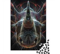 Puzzle en bois pour adultes et adolescents - Rhinocéros - Pour adultes et adolescents à partir de 12 ans - 1000 pièces (75 x 50 cm).