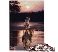 Puzzle en Bois pour Adultes et Enfants à partir de 12 Ans, Chats sont des Lions, 50 x 75 cm