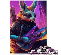 Puzzle en Bois pour Adultes et Enfants de 12 Ans et Plus, 1000 pièces, Lapin, Guitare, Animal, 50 x 75 cm
