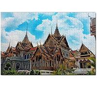Puzzle en Bois pour Adultes, Grand Palais de Thaïlande, Bangkok, 200 pièces, Souvenir de Voyage, 35 x 25 cm