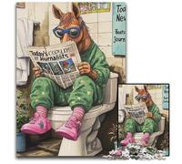 Puzzle en Bois pour Adultes Horse Go Toilet, 1000 pièces, Casse-tête Stimulant pour Adolescents, soirée de Jeux en Famille, 50x75cm / 19,68x29,52 Pouces