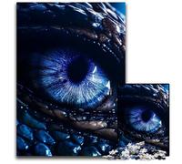 Puzzle en Bois pour Adultes œil de Dragon Bleu 1 000 pièces (75 x 50 cm) idéal pour Un Jeu Familial ou comme Cadeau décoratif