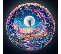 Puzzle en bois pour adultes, jardin de pissenlit, pièces de puzzle de forme unique irrégulière, emballage cadeau, cadeau d'anniversaire pour adultes et enfants (L-34 x 34 cm - 285 pièces)