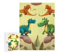 Puzzle en bois pour adultes, joli puzzle imprimé dinosaures de dessin animé pour adultes, livré avec une belle boîte