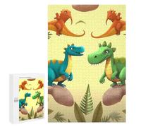 Puzzle en bois pour adultes, joli puzzle imprimé dinosaures de dessin animé pour adultes, livré avec une belle boîte