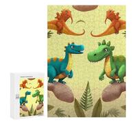 Puzzle en bois pour adultes, joli puzzle imprimé dinosaures de dessin animé pour adultes, livré avec une belle boîte