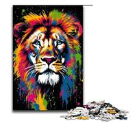 Puzzle en Bois pour Adultes Lion néon 1 000 pièces pour Adultes et Enfants à partir de 14 Ans Jouet éducatif 1 000 pièces (75 x 50 cm)