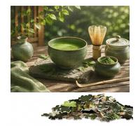 Puzzle en Bois pour Adultes, Matcha Tea Ceremony Still Life, 500 pièces | À offrir : Puzzle pour passionné - activité à partager en famille seul ou à plusieurs.