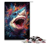 Puzzle en Bois pour Adultes Motif Animal psychédélique coloré Requin 1000 pièces pour Adultes et Enfants de 12 Ans et Plus 1000 pièces (75 x 50 cm)