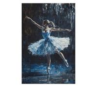 Puzzle en Bois pour Adultes, Motif Ballet Dancer in Blue Ballet Wall Art, Format 1000 PCS